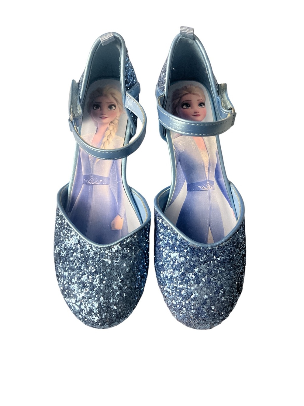 H&M Girls Blue Glitter Elsa Mary Jane Shoes